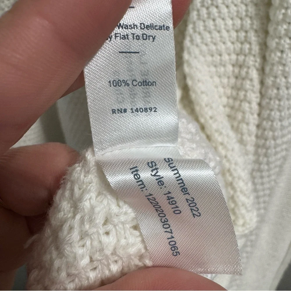 Marine Layer White 100% Cotton Catalina Open Front Cardigan Size Small